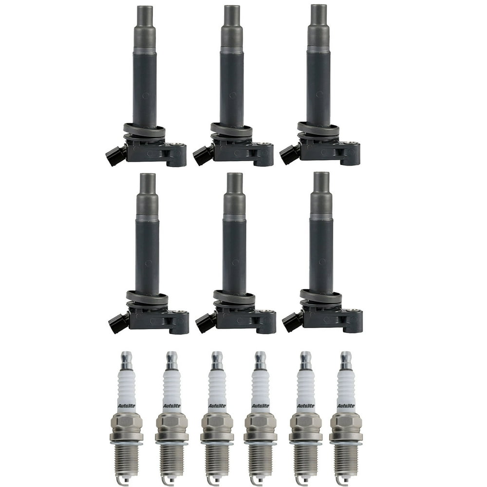 Set of 6 ISA Ignition Coils and 6 Autolite Spark Plugs Compatible with