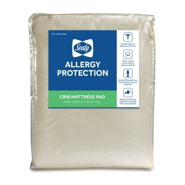 Sealy Allergy Protection Crib Mattress Pad with Organic Cotton Top