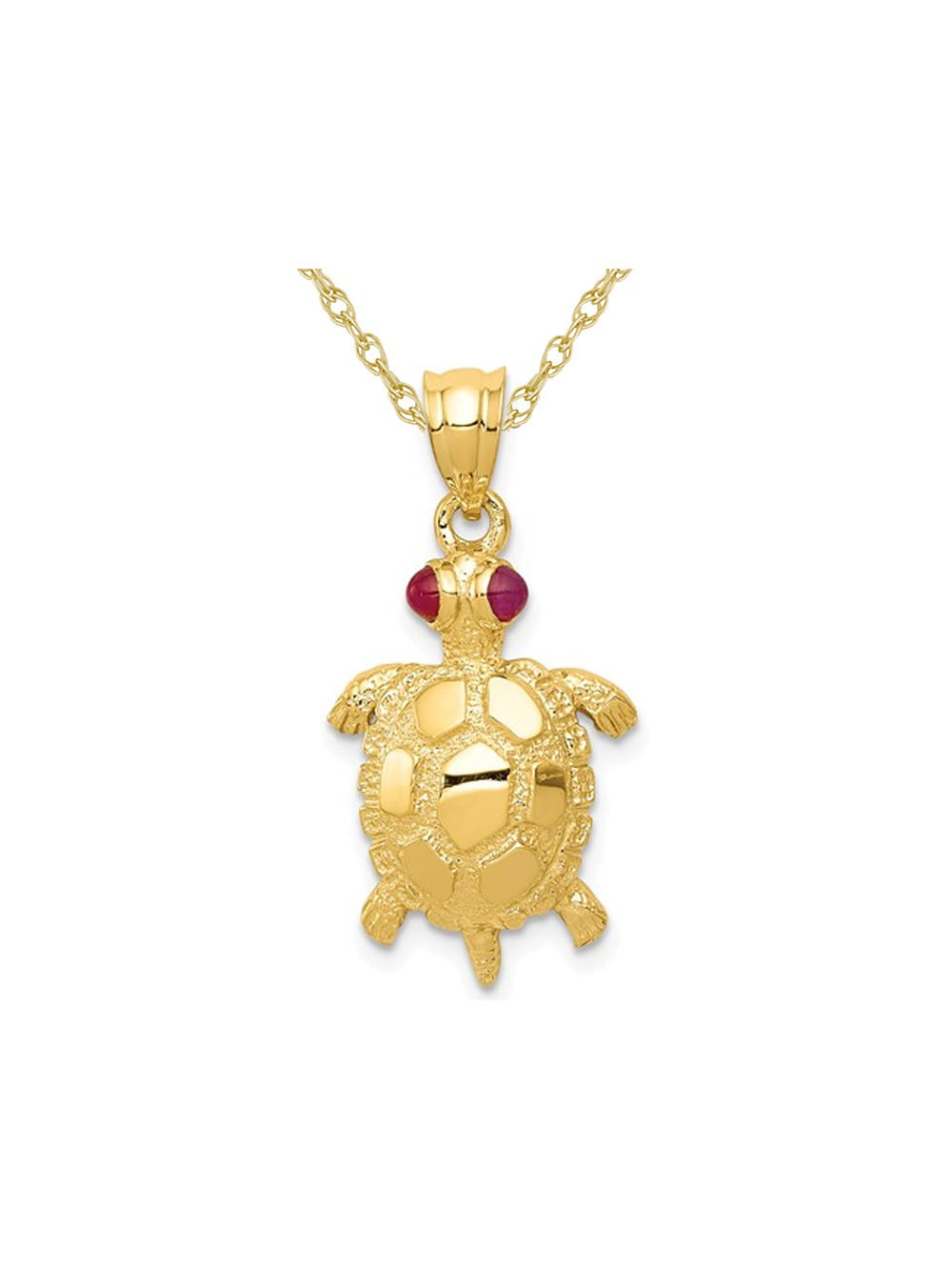 14K Tri-Color Gold Fancy Turtle Charm Animal Pendant Necklace