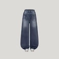 thumbnail image 4 of mgoYE Baggy Jeans for Girls 11-12 Years - Zipper Elastic Waist Heart Patch Wide Leg Denim Pants for Girls Blue, 4 of 6