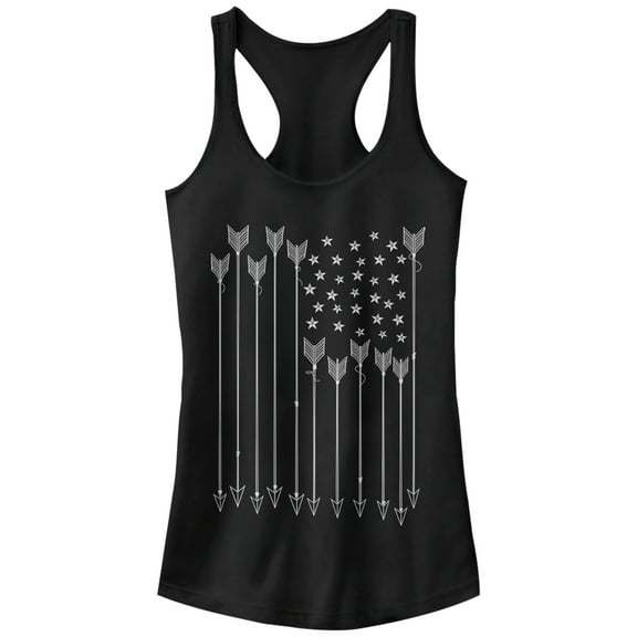 Junior's Lost Gods Arrow American Flag  Racerback Tank Top Black Large