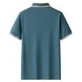 thumbnail image 3 of Dagugfen Summer Tops for Men Lapel V Neck Business Casual Office Short Sleeve Color Block Tee Shirts, 3 of 3