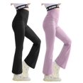 thumbnail image 5 of Rolanko Girls Flare Leggings Yoga High Waist Pants with Pockets Stretch Kids Bell Bottoms Wide Leg Dance Pants 4-14 Years, 5 of 5