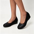 thumbnail image 2 of CYMMPU Women's Solid Color Wedge Slip On Shoes, Closed Toe Comfort Lightweight Daily Casual Footwear Black 38, 2 of 7