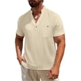 thumbnail image 1 of Camisetas de Bolsillo de Manga Larga para Hombres Cuello de Lino Casual Botón Herramientas Camiseta de Manga Corta Camiseta Chaqueta, Camisetas de Navidad de Manga Larga para Hombre, 1 of 9