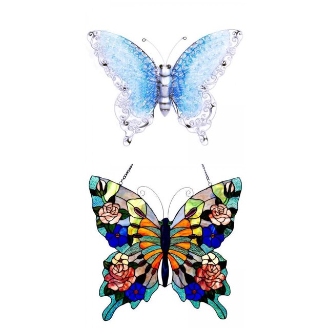 2x mariposas decoración de pared para adornos de interior y exterior multicolor Soledad Arte de la pared de la libélula