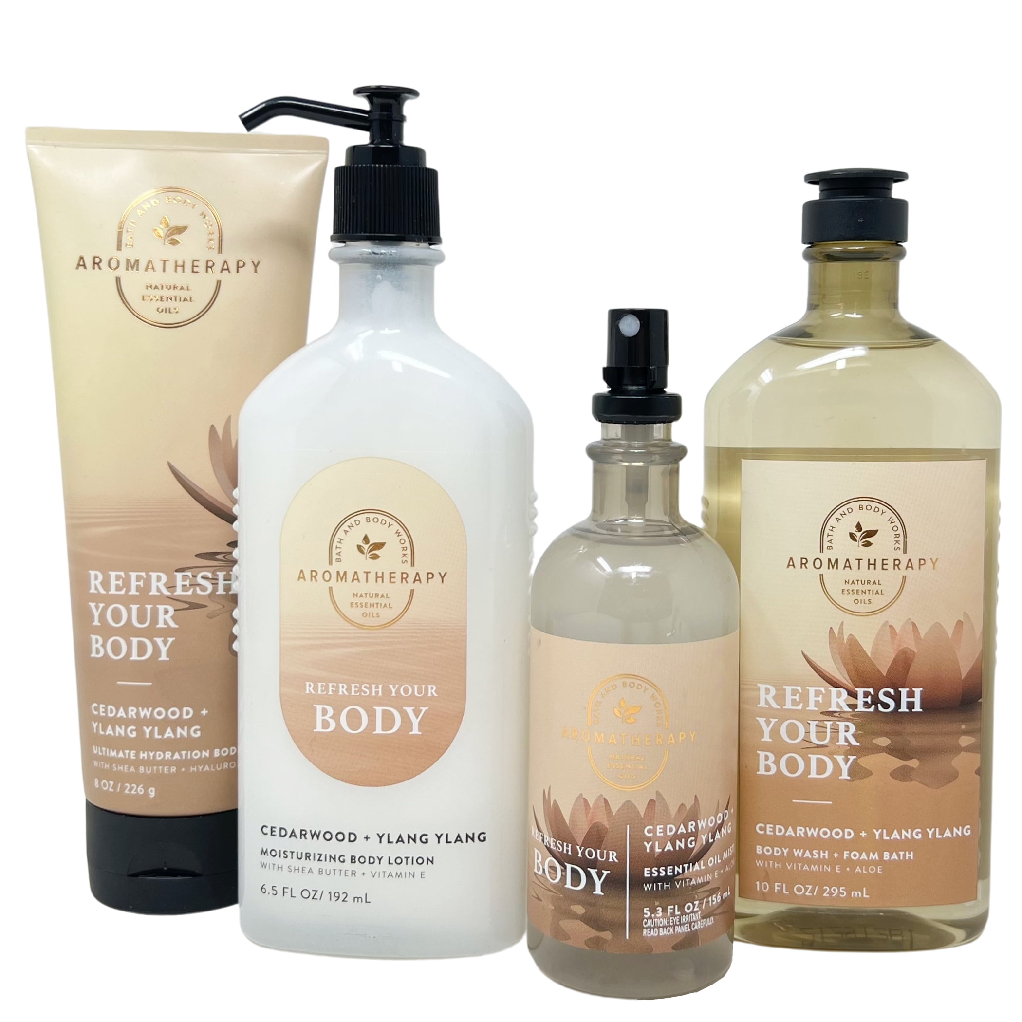 Bath and Body Works Refresh Your Body Aromatherapy Cedarwood + Ylang Ylang Gift Set - Includes Body Lotion, Body Cream, Body + Foam Bath Pillow Mist - Walmart.com