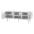 thumbnail image 7 of Rattan TV Stand 55 inch, Boho TV Console Cabinet, Mid Century Modern TV Stand with Adjustable Shelves, White, 7 of 7