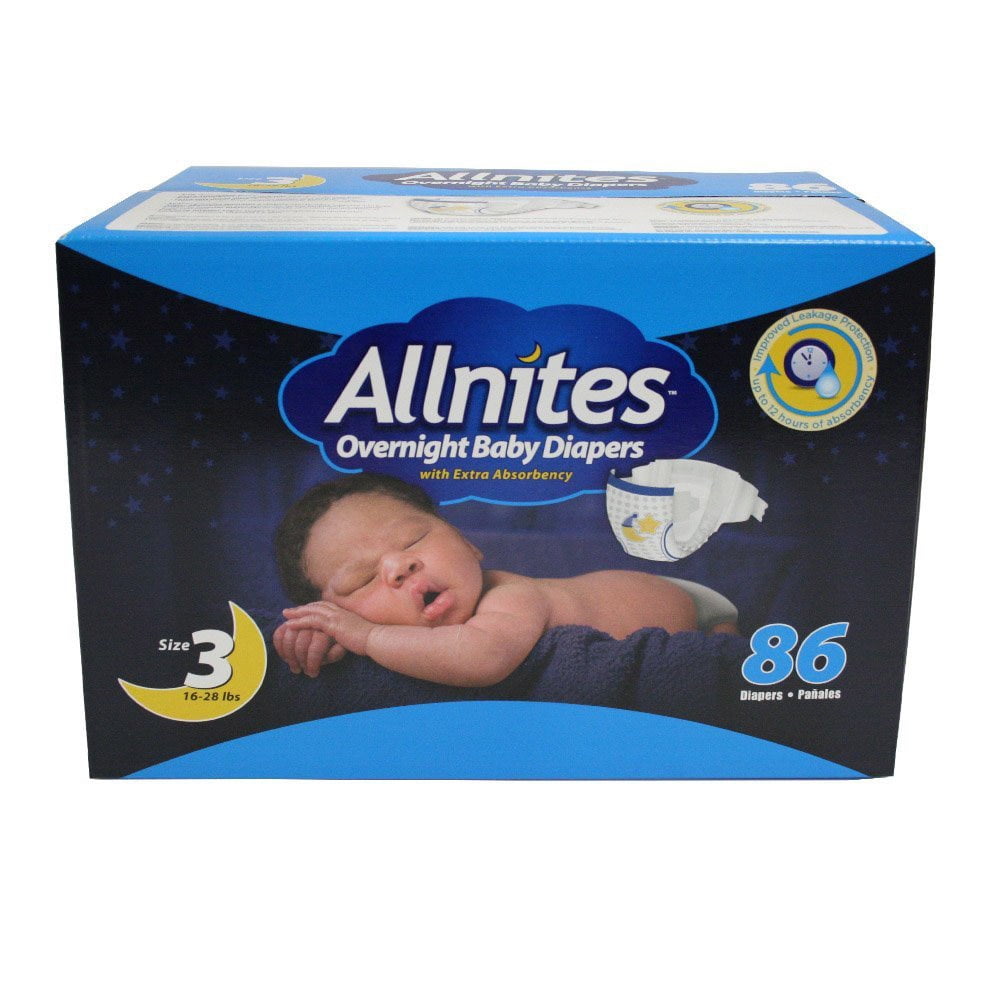 Allnites Overnight Diapers, Size 3, 86 Diapers