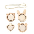 thumbnail image 1 of CIMAXIC 5 Pcs Cross Stitch Fixing Frame Embroidery Mini Wood Hoops DIY Wooden Stitch for Crafting Sewing Stitching (4.5cm Kitten, 4.5cm Bear, 4.5cm Rabbit, 4cm Heart Shape Style, Gold Bead Chain), 1 of 5