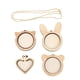 thumbnail image 1 of EeaseMX 5 mini aros de madera para bordado, para punto de cruz, manualidades y costura (gatito de 4,5 cm, oso de 4,5 cm, conejo de 4,5 cm, corazón de 4 cm, cadena de cuentas doradas)., 1 of 8