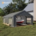 thumbnail image 5 of Ataucjin 12x20 ft Portable Garage, Car Port with 200 g PE Tarp Canopy, with 2 Roll-Up Doors and 4 Windows, for Temporary Paint Booth, Boats&Pickups Shed, and Event Shelter, 5 of 6