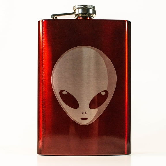 8oz RED Alien Flask L1