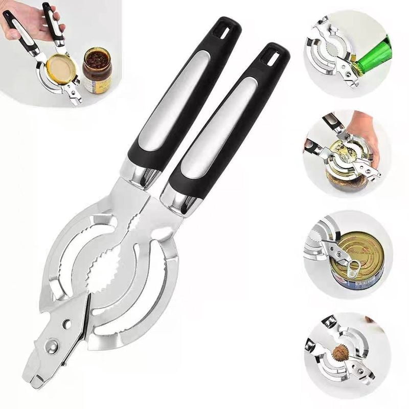 Stainless Steel Can Opener Adjustable Anti-rust Jar Lid Gripper Effortless Multifunctional Effortless Bottle Opening Tool Picnic