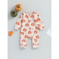 thumbnail image 2 of Infant Baby Girls Boys Rompers Halloween Clothes Pumpkin Print Crew Neck Long Sleeve Jumpsuits Bodysuits, 2 of 7