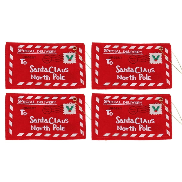 EeaseMX Bolsas de dulces de regalo de Navidad, tela colgante, sobres de Papá Noel, adornos para árbol de Navidad, 4 Uds.