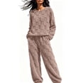 thumbnail image 2 of Vamor Flannel Pajama Sets for Women Two Piece Pjs Sets Fleece Long Sleeve Tops Thick Fuzzy Pants Loungewear Nightwear, 2 of 5