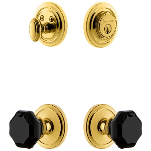 Grandeur Circulaire Rosette Single Cylinder Knob Combo Pack with Lyon Knob and matching Deadbolt
