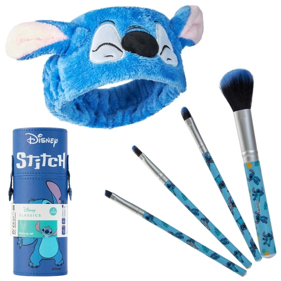 Set de brochas de maquillaje Disney Stitch Fluffy con diadema y funda