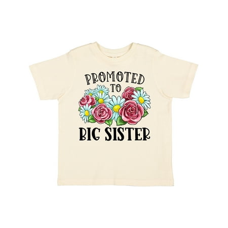 

Inktastic Promoted to Big Sister with Flowers Gift Toddler Toddler Girl T-Shirt