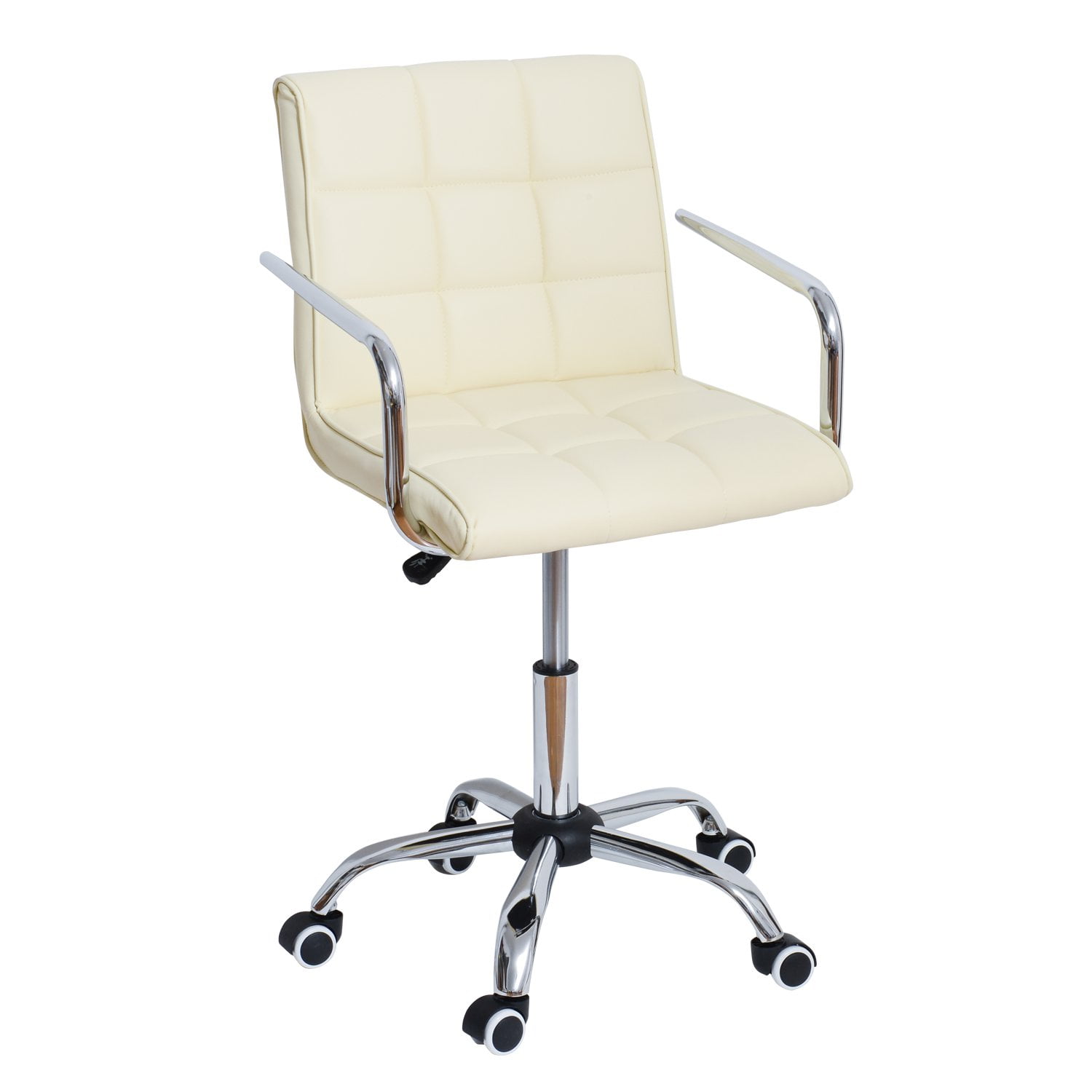 Anself Modern PU Leather Midback Executive Office Chair Cream White