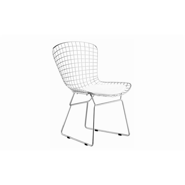 Silla de Comedor Mod Made Estilo Mid Century Moderno con Estructura de Alambre Cromado Blanca