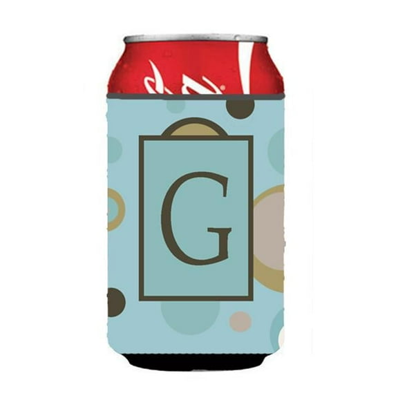 Letter G Initial Monogram - Blue Dots Can Or Bottle Hugger