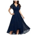 thumbnail image 1 of Ketyyh-chn99 Robes d'Été pour Femmes Robe Courte de Plage Robe de Fête Manche à Volants à Étages Robe Courte Évasée Bleu Marine,P, 1 of 5