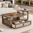 thumbnail image 2 of Coffee table with sturdy frame and rattan decorations for living room functionality and style, 2 of 6