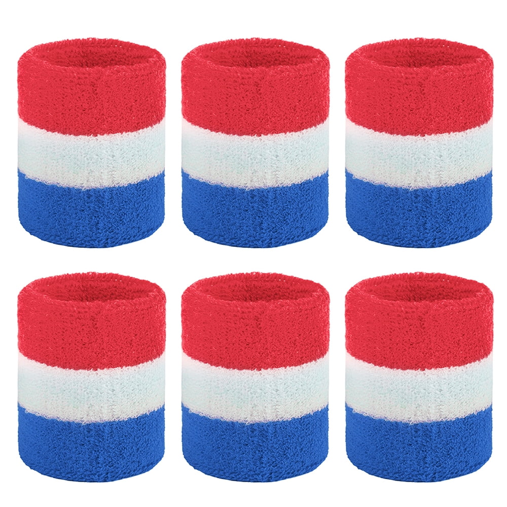 GOGO 6Piece Wrist Sweatbands Athletic Cotton Terry Cloth Wristband 3