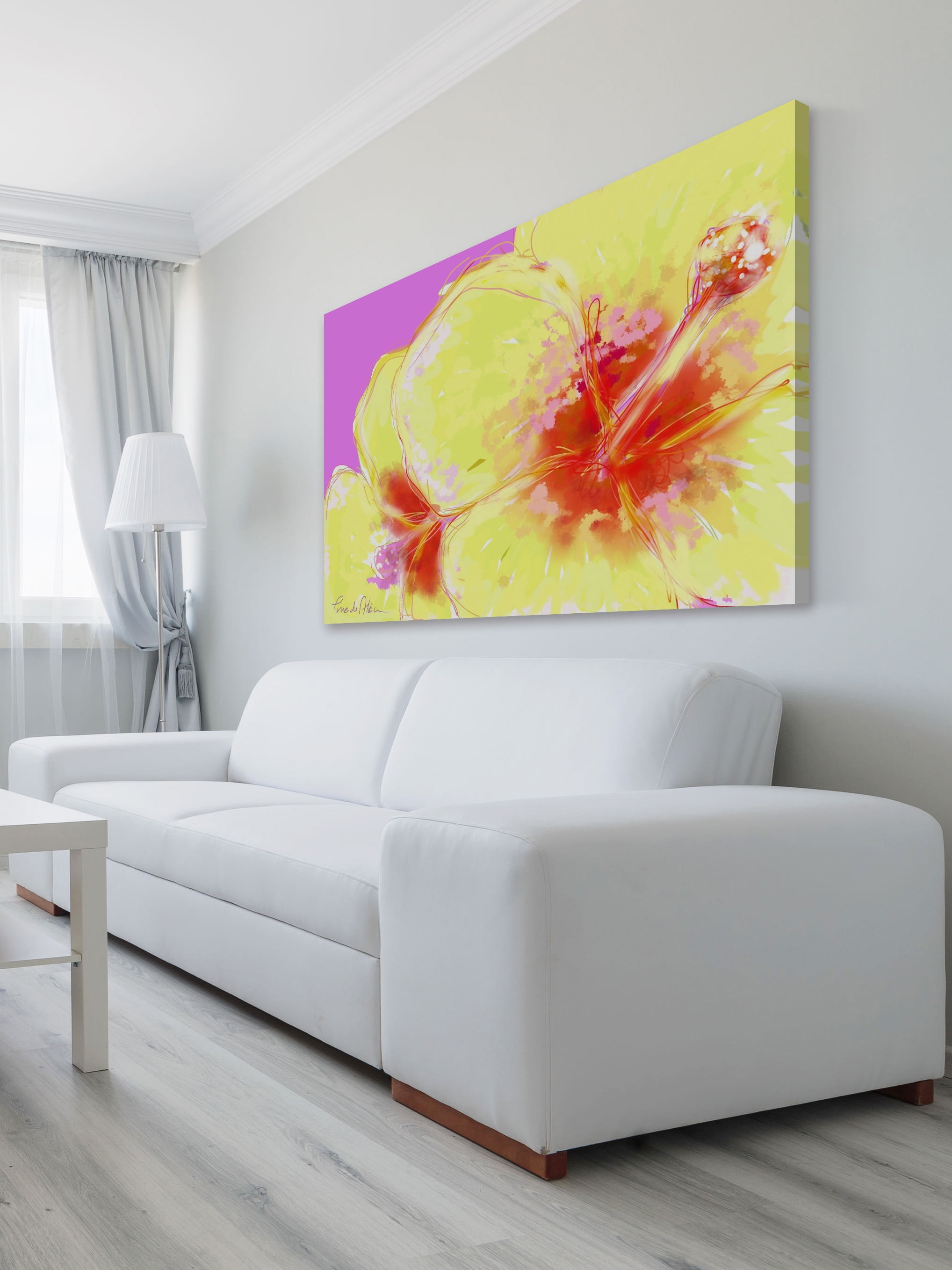 "Yellow Hibiscus" Painting Print on Wrapped Canvas