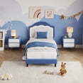 thumbnail image 2 of Bed Frame with LED Headboard, Plush Sherpa Fabric Upholstery, Slat Support (No Box Spring Needed), 2 of 7