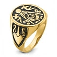 thumbnail image 6 of 10k Men's Polished and Grooved with Black Enamel Masonic Ring, 6 of 6