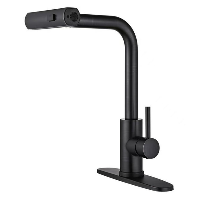 Maytalsory Durable And Long-lasting Kitchen Faucet With Pull-out Spray Head High Arc Spout Black