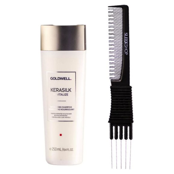 Goldwell Kerasilk Revitalize Nourishing Shampoo (8.4 oz) with SLEEKSHOP Teasing Comb Pack of 1
