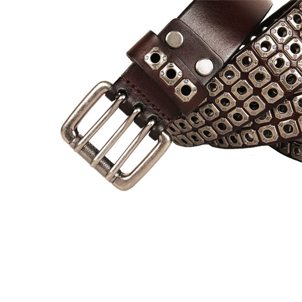 ziyahi 3 Row Stylish Studded Belts Hollow Belt Casual Male Strap