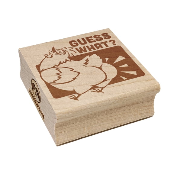 Guess What Chicken Butt Funny Square Rubber Stamp Stamping Scrapbooking Crafting - Small 1.25in