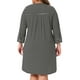 thumbnail image 2 of Camisa de dormir de mujer plus size Agnes Orinda, a rayas, con botones, cuello en V, mangas 3/4, vestido de pijama suave, bata de noche con bolsillo, 3X negro, 2 of 7