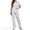 Beige-Daisy, variant on Floral Print Womens Scrubs Set for Breathable Nurse Top and Pants Multi Pockets Medical Scrubs for Pediatric Nurse, Yellow