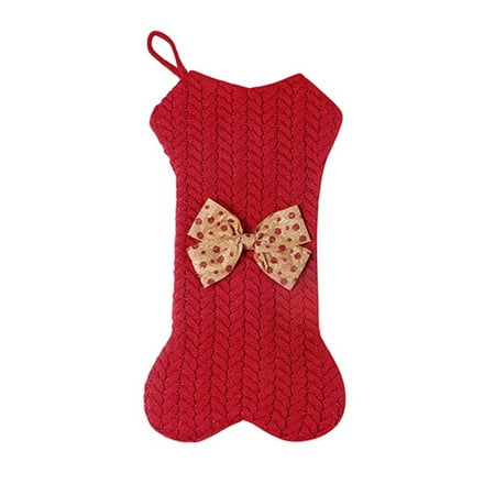 

Dog Bone Pet Christmas Stockings Hanging Xmas Tree Pendants Dogs Cats Socks Gift for Little Boys and Girls Red