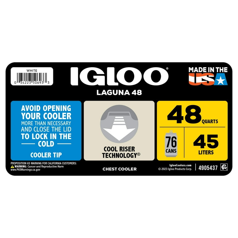 Igloo 48 QT Laguna Hard Sided Ice Chest Cooler - White