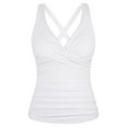 thumbnail image 2 of Firpearl Women's Underwire Swimsuit Top Modest Swimwear with Built in Bra Push Up Bathing Suit Tops White US12, 2 of 7