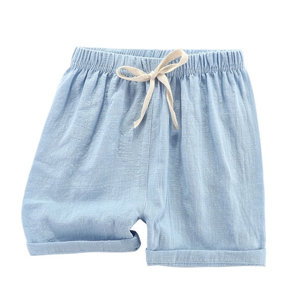 Unisex Kids Cotton Casual Shorts, Drawstring Elastic Waist Solid‑Color Thin Summer Beach Sports Shorts for Boys Girls 2‑12 Years Old