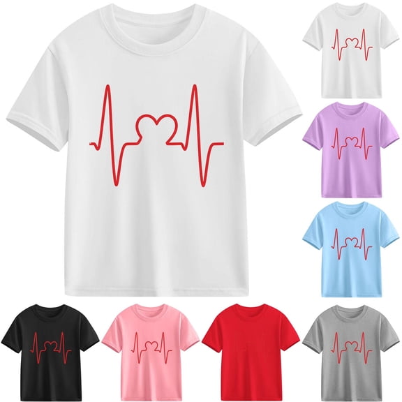 Piuwrlz Girl Graphic Shirts Tops Girls Short T-Shirts Sleeve Cotton Pullover Blue Size 9 Years
