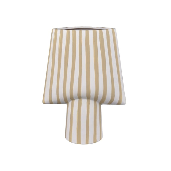 Elk Home Hawking 12-Inch Tall Striped Decorative Vase in White and Taupe - Set of 1