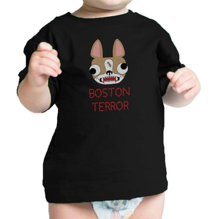 Boston Terror Terrier Cute Baby Black Tee Shirt Halloween Costume
