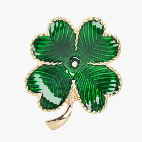 Lucky Green Four Leaf Shamrock Clover St. Patrick's Day Enamel Pin Brooch