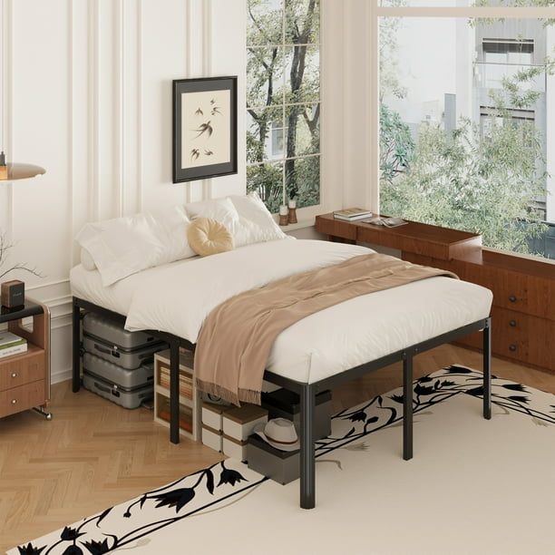 Lutown Teen 24 Inch High California King Bed Frames with Rounded Corner Legs Heavy Duty Cal King Metal Platform Bed Frame No Box Spring Needed Easy Assembly Noise Free Black Walmart Business