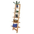 thumbnail image 6 of Lavish Home 5-Tier Ladder Shelf, 50 in. Narrow Leaning Bookshelf, Wooden Bookcase for Living Room, Bathroom, or Office (Oak), 6 of 9