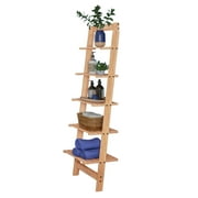 Lavish Home 5-Tier Ladder Bookshelf for All Ages, Narrow Oak Finish